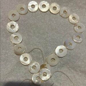 Mother of Pearl Cream Disc Necklace